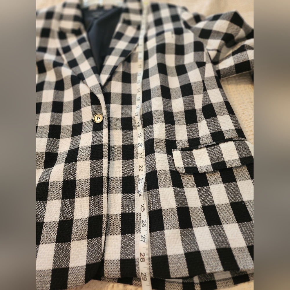 Halogen Women's Black and White Checkered Blazer Houndstooth Size 20W Academia - Picture 10 of 10